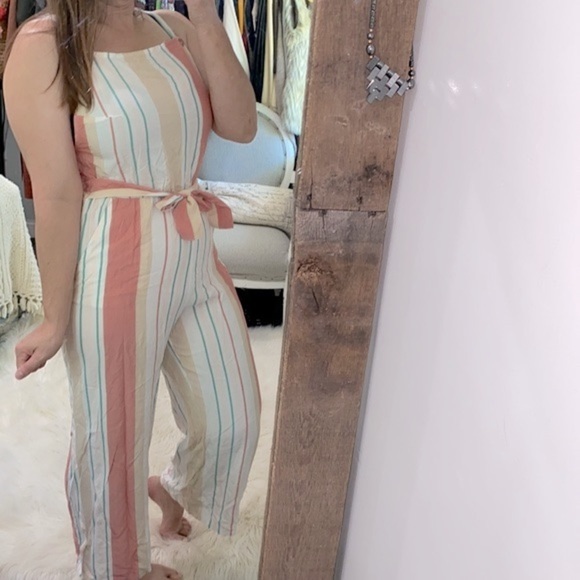 Roxy striped pants jumpsuit size medium - Picture 2 of 8